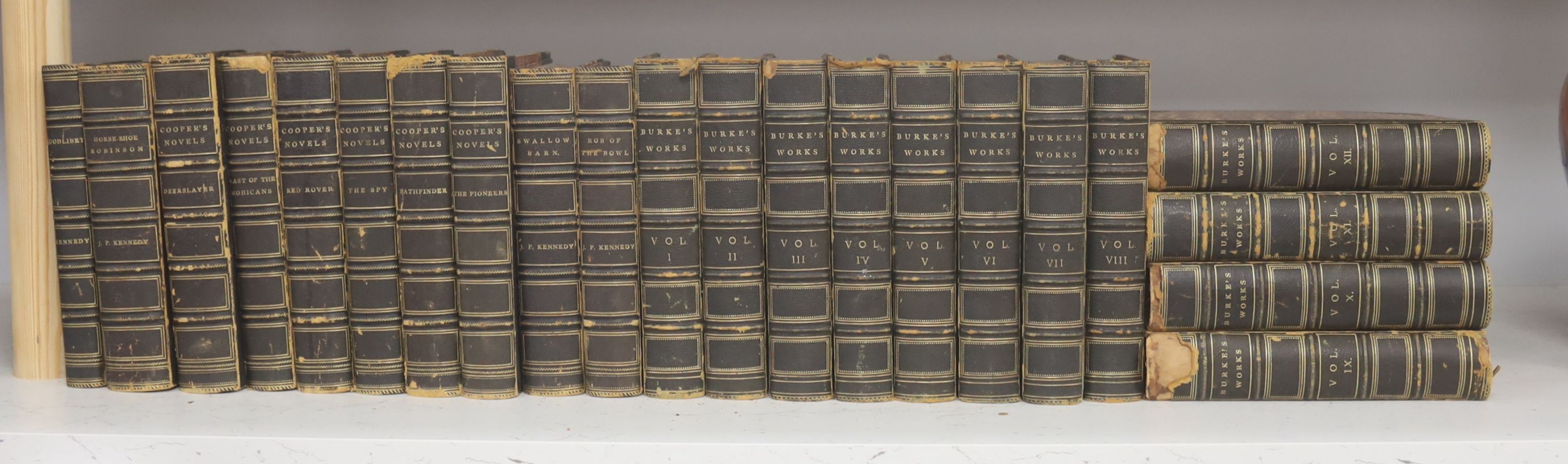 Burke - The Works - 12 vols, together with Cooper's Novels and other similarly bound vols (as bindings)